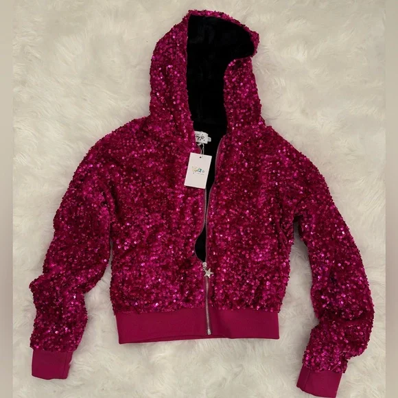 Lola & the Boys Ladies Magic Hot Pink Sequin Set - Picture 3 of 5